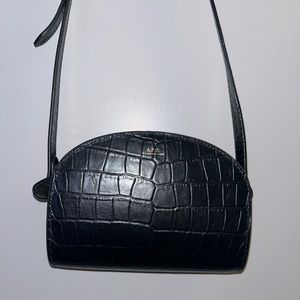 A.P.C. Black Croc Mini Demi Lune Bag